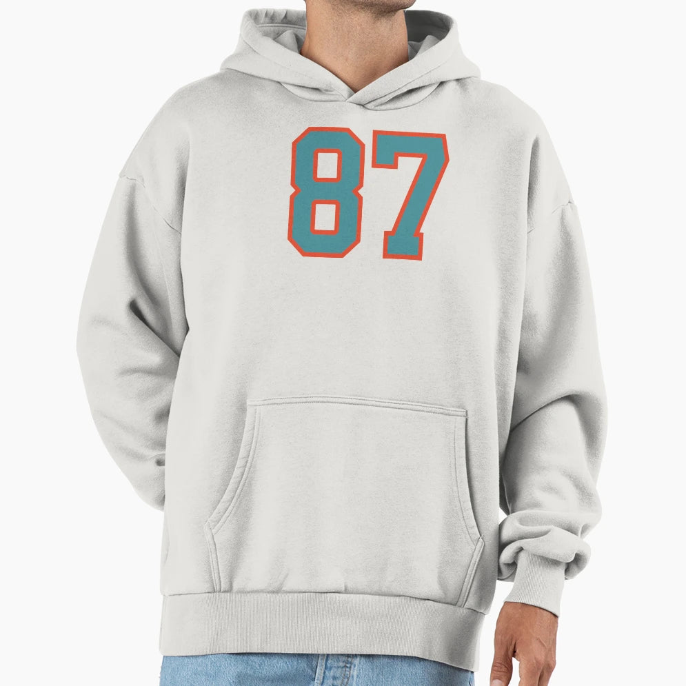 87 Number Aqua Orange Lucky Sports Eighty Hoodie - Unique Graphic Unisex - T-Shirt, Sweatshirt, Hoodie