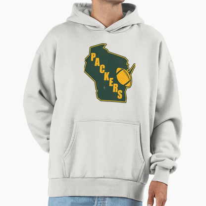 Green Bay Packers State Outline Hoodie - Aesthetic Graphic Unisex - T-Shirt, Sweatshirt, Hoodie