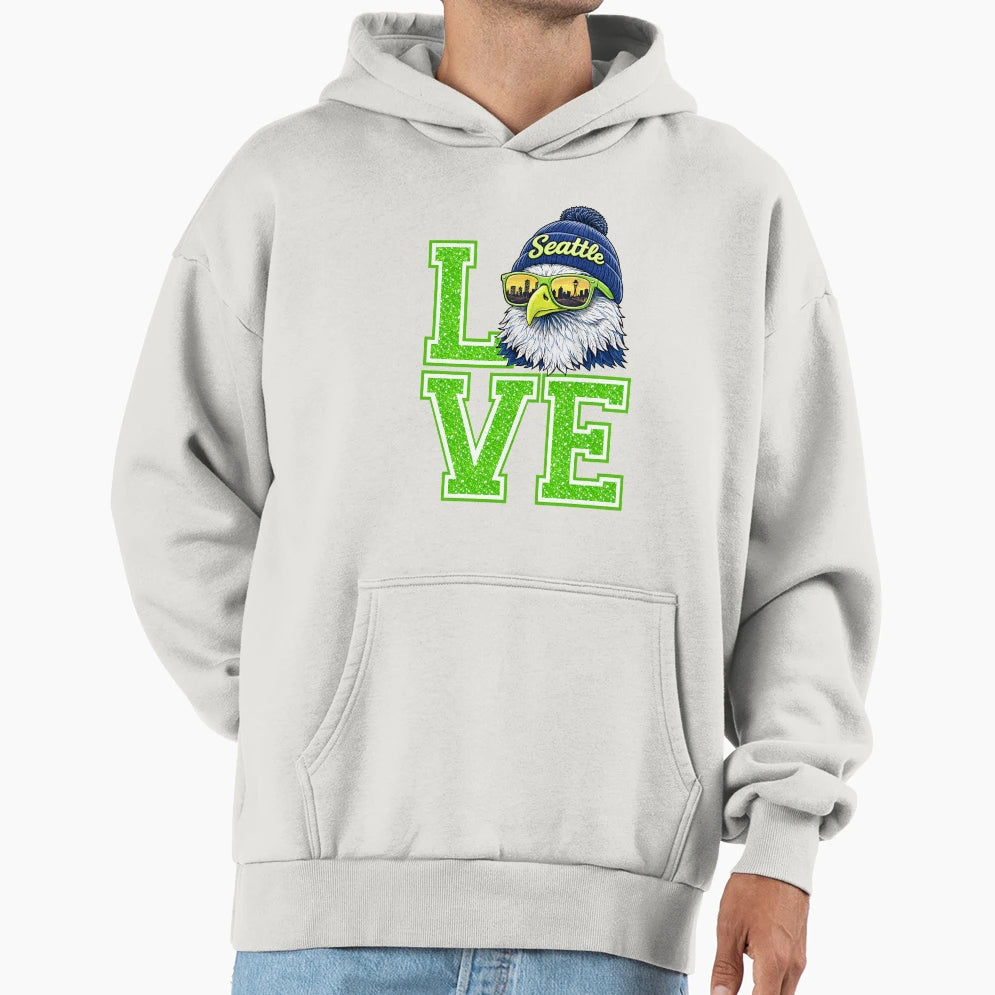 Love Seattle Eagle City Spirit Hoodie - Minimalist Print Men Women - T-Shirt, Sweatshirt, Hoodie