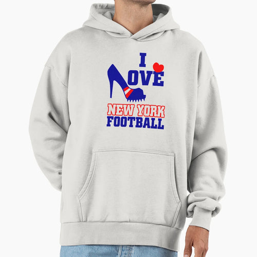 I Love New York Football American Hoodie - Novelty Apparel for Adults - T-Shirt, Sweatshirt, Hoodie