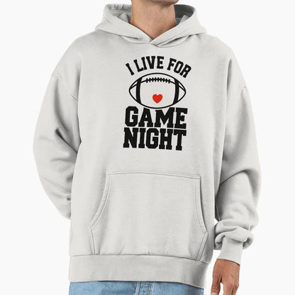 I Live Game Night Funny Football Heart T-Shirt - Trendy Graphic Men Women - T-Shirt, Sweatshirt, Hoodie
