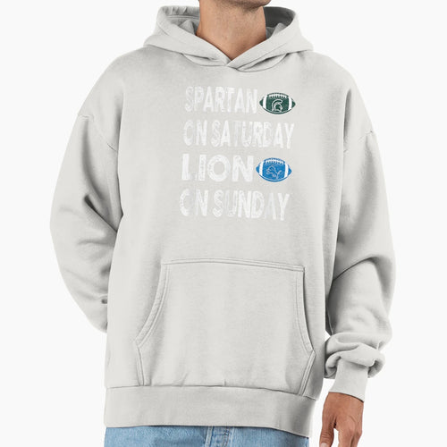 Spartan Saturday Lion Sunday Funny Hoodie - Minimalist Print Men Women - T-Shirt, Sweatshirt, Hoodie