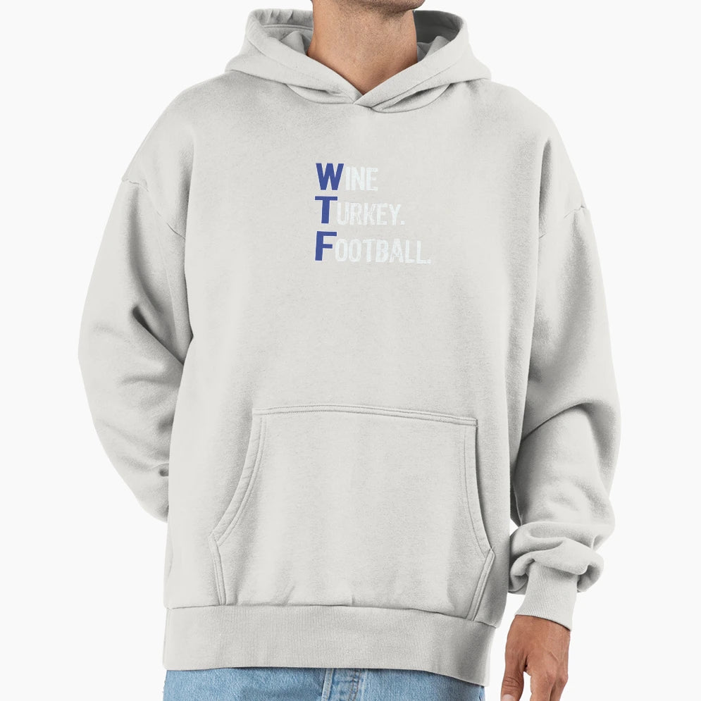 Fun Wine Turkey Football Thanksgiving Hoodie - Graphic Print for Adults - T-Shirt, Sweatshirt, Hoodie