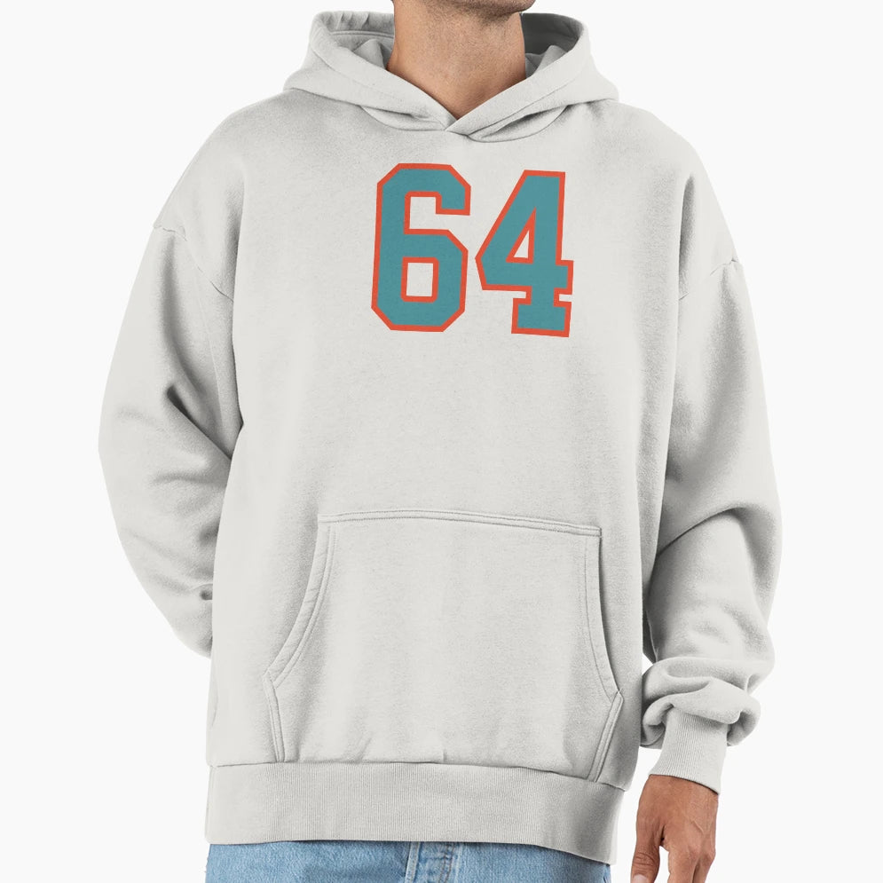 64 Number Aqua Orange Lucky Sports Hoodie - Aesthetic Graphic Men Women - T-Shirt, Sweatshirt, Hoodie