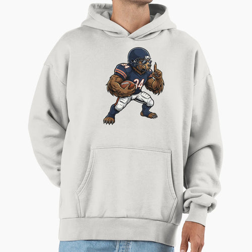 Fierce Grizzly Bear Football Player Hoodie - Unique Graphic for Adults - T-Shirt, Sweatshirt, Hoodie