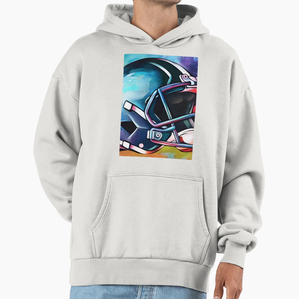 Vibrant Football Helmet Art Bold Hoodie - Trendy Graphic for Adults - T-Shirt, Sweatshirt, Hoodie