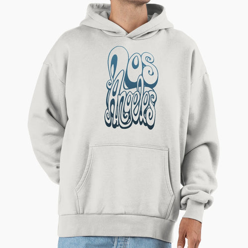 Los Angeles Lettering Art Sailor Blue Hoodie - Graphic Print for Adults - T-Shirt, Sweatshirt, Hoodie