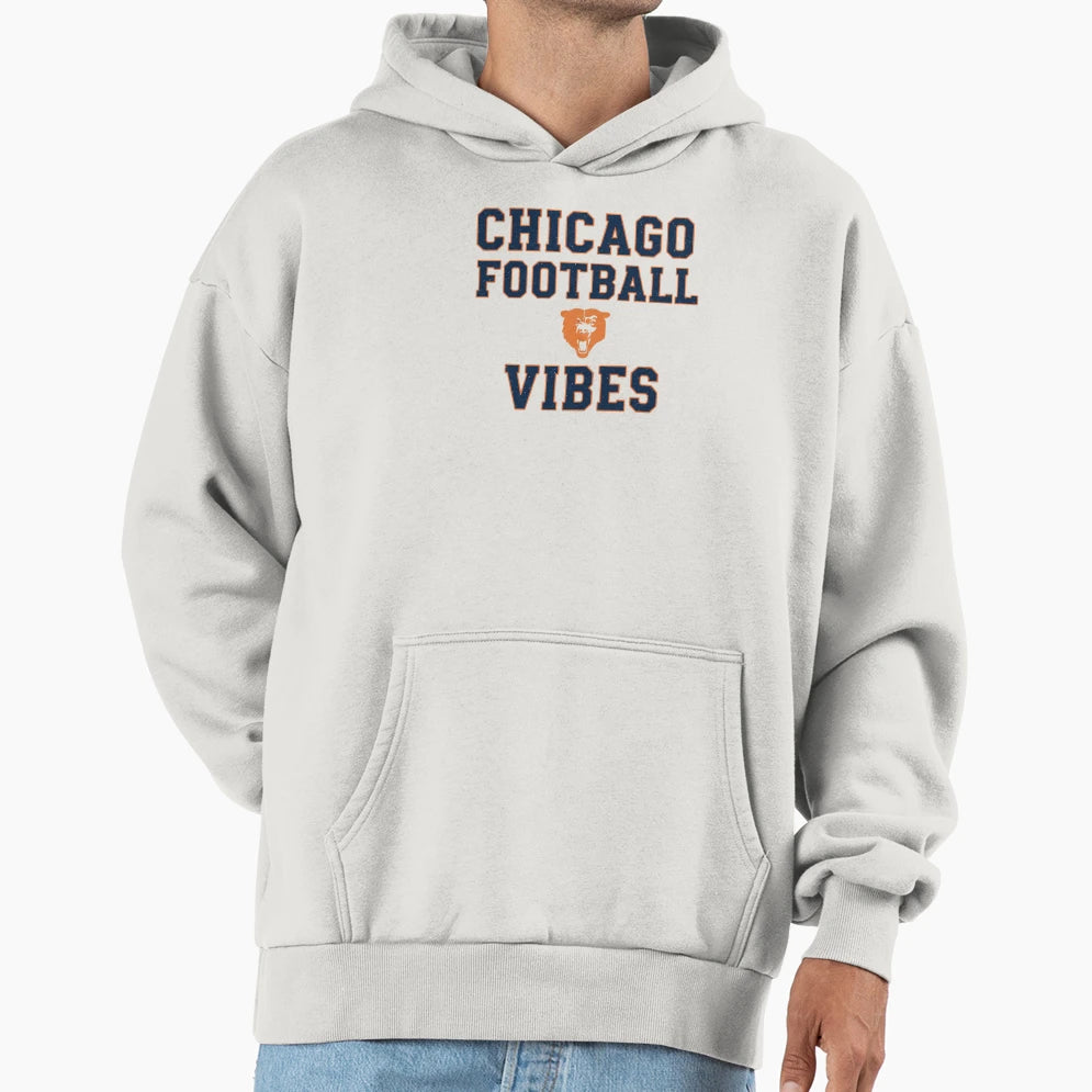 Chicago Football Vibes Hoodie - Minimalist Print Unisex - T-Shirt, Sweatshirt, Hoodie