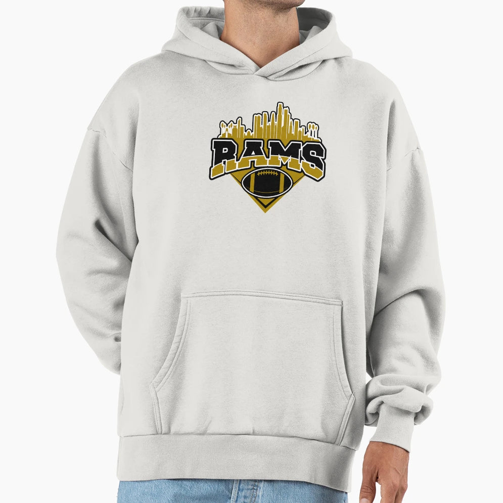 Rams Football Skyline Football Team Hoodie - Streetwear Style Unisex - T-Shirt, Sweatshirt, Hoodie