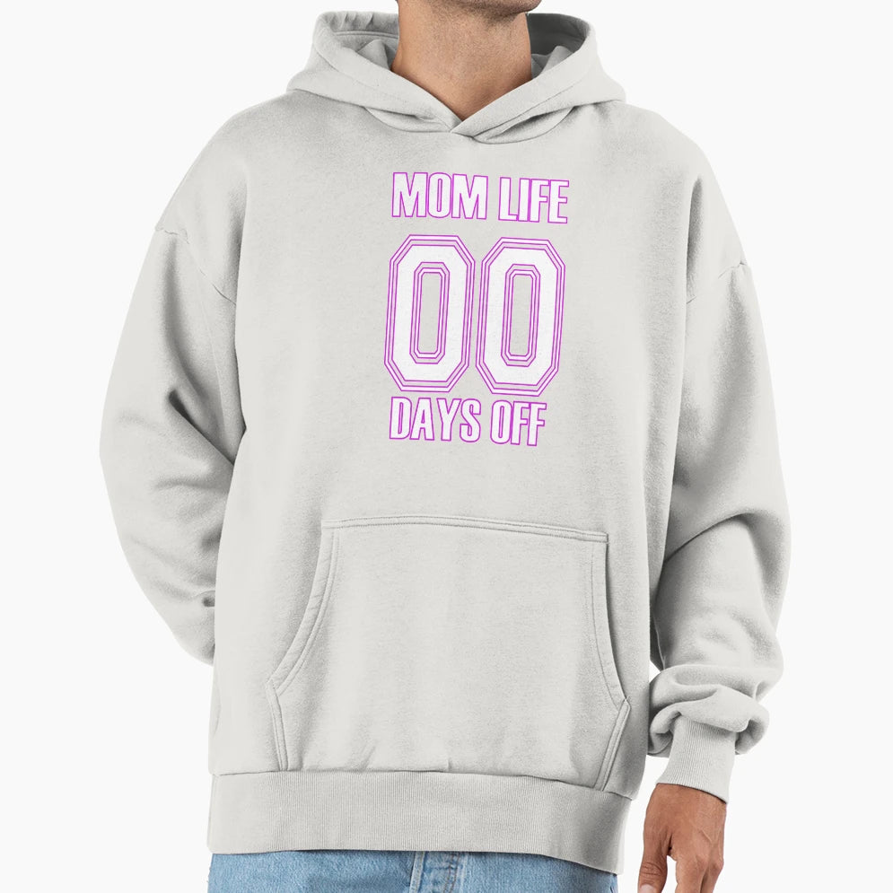 Mom Life No Days Off Football Jersey Hoodie - Minimalist Print Unisex - T-Shirt, Sweatshirt, Hoodie