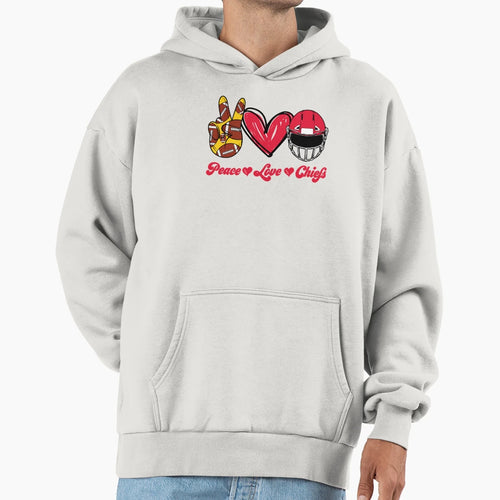 Peace Love Chiefs Football Team Hoodie - Trendy Graphic for Adults - T-Shirt, Sweatshirt, Hoodie