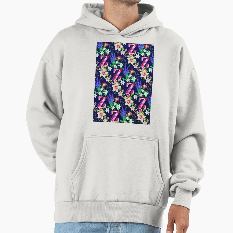 Floral Letter Z Hoodie - Aesthetic Graphic for Adults - T-Shirt, Sweatshirt, Hoodie