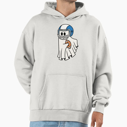Halloween Ghost Play Football Hoodie - Fun Novelty Design for Adults - T-Shirt, Sweatshirt, Hoodie
