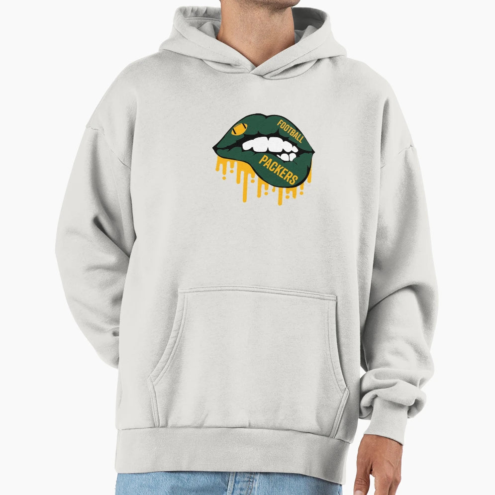 Packers Football Lips Hoodie - Graphic Print for Adults - T-Shirt, Sweatshirt, Hoodie