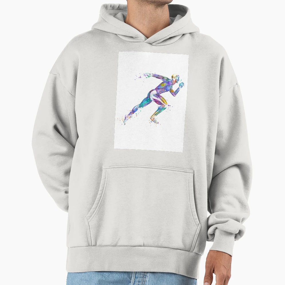 Anatomy Runner Colorful Watercolor Hoodie - Aesthetic Graphic Unisex - T-Shirt, Sweatshirt, Hoodie