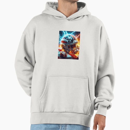 Electric Gridiron Fiery American Football Hoodie - Graphic Print Unisex - T-Shirt, Sweatshirt, Hoodie