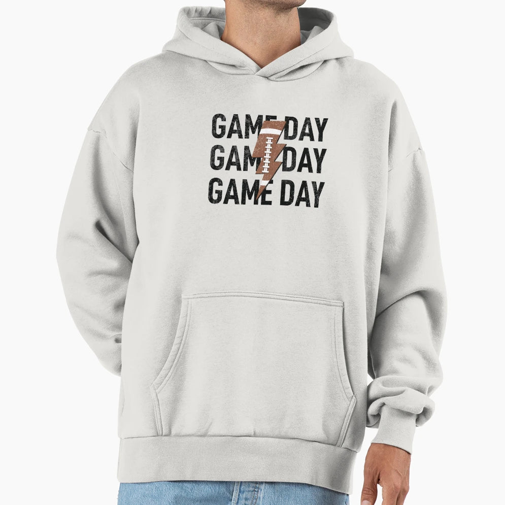 Football Game Day Lightning Bolt Hoodie - Trendy Graphic for Adults - T-Shirt, Sweatshirt, Hoodie