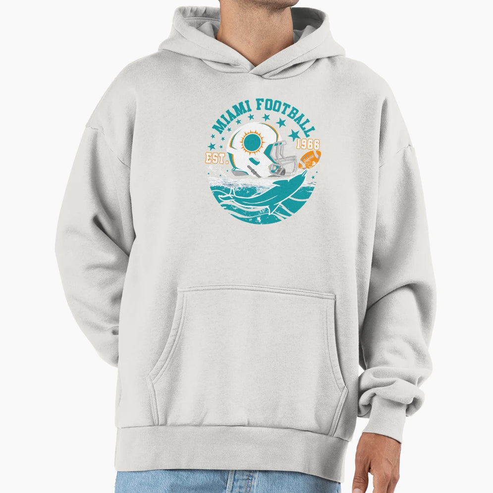 Miami Est 1966 Football Helmet Novelty Hoodie - Streetwear Style Unisex - T-Shirt, Sweatshirt, Hoodie