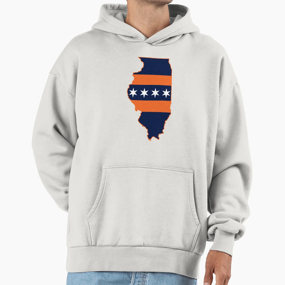 Illinois Chicago Flag Bears Hoodie - Custom Art Print Unisex - T-Shirt, Sweatshirt, Hoodie