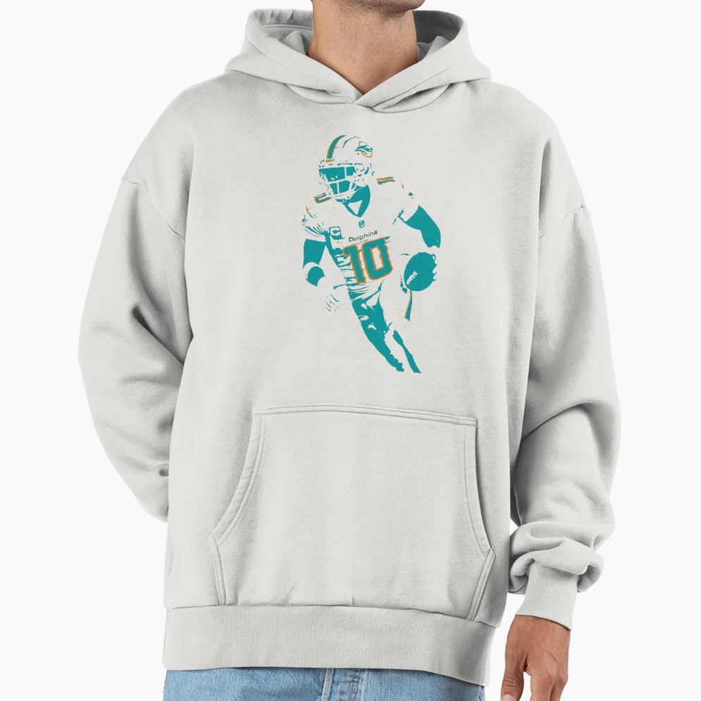 TH 10 Miami Football Stencil Tribute Hoodie - Aesthetic Graphic Unisex - T-Shirt, Sweatshirt, Hoodie