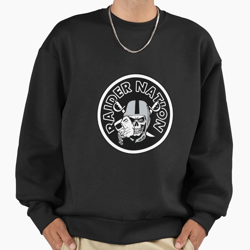 Raider Nation Skull Circle Sweatshirt - Trendy Graphic for Adults - T-Shirt, Sweatshirt, Hoodie