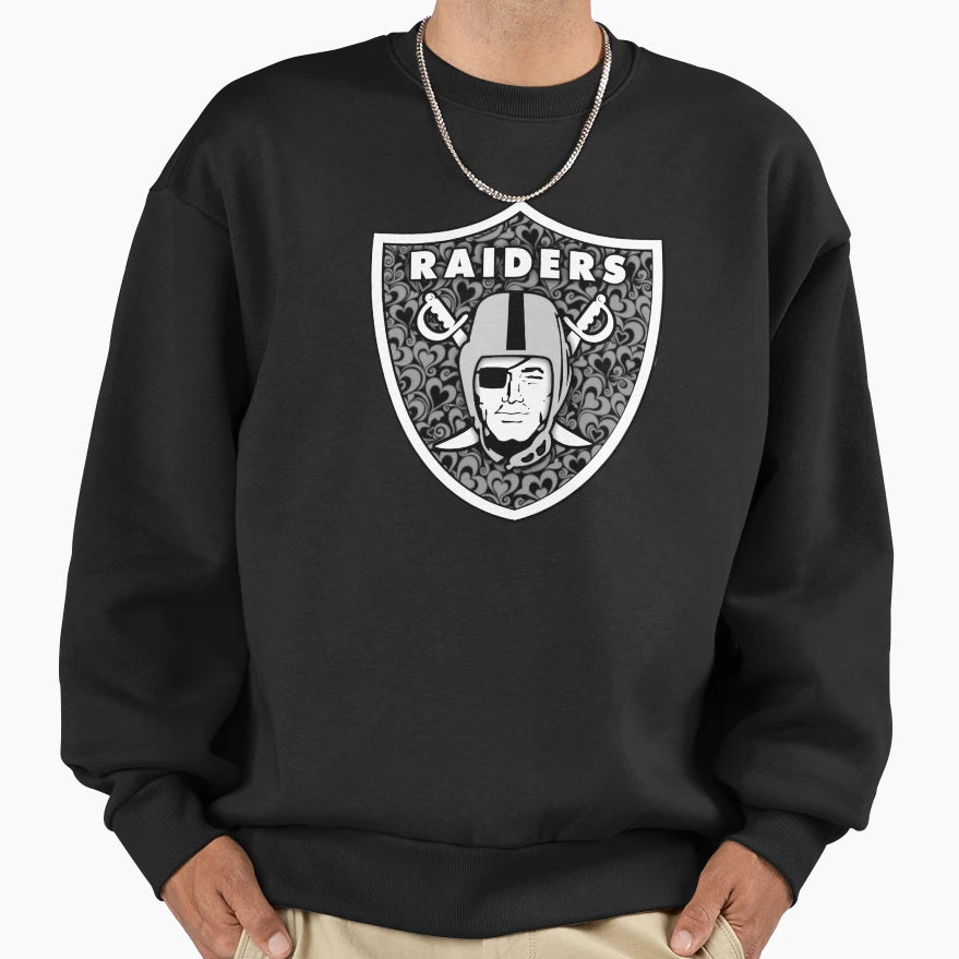 Raider Shield Hearts Sweatshirt - Aesthetic Graphic for Adults - T-Shirt, Sweatshirt, Hoodie