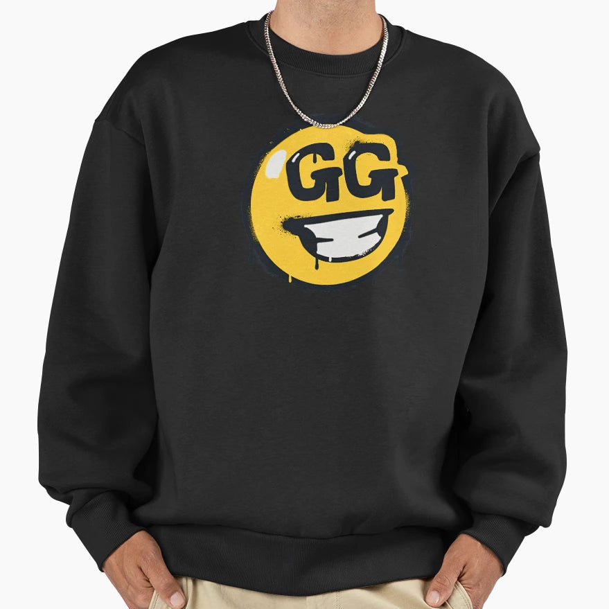 Gg Smiley Face Graffiti Sweatshirt - Aesthetic Graphic Unisex - T-Shirt, Sweatshirt, Hoodie
