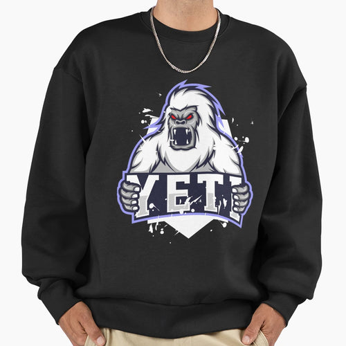 Angry Yeti Red Eyes Mascot Zipped Sweatshirt - Fun Novelty Design Men Women - T-Shirt, Sweatshirt, Hoodie