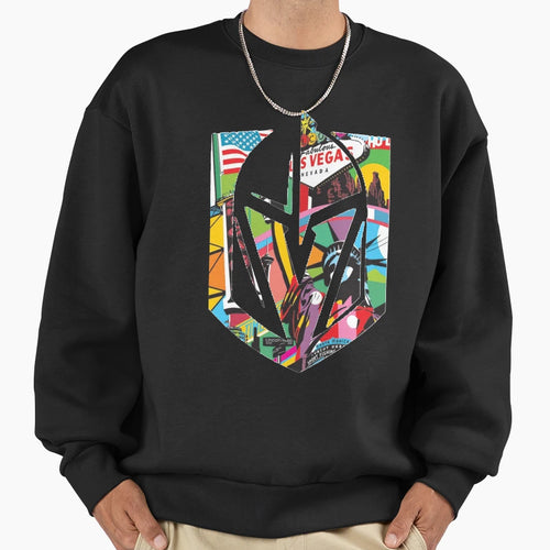 Vegas Strip Illustration Pop Art Hockey Sweatshirt - Unique Graphic Unisex - T-Shirt, Sweatshirt, Hoodie