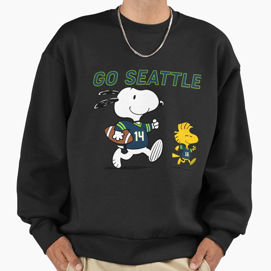Snoopy Seattle Seahawks Football Go Sweatshirt - Novelty Apparel Unisex - T-Shirt, Sweatshirt, Hoodie