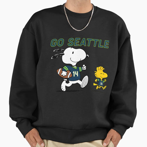 Snoopy Seattle Seahawks Football Go Sweatshirt - Novelty Apparel Unisex - T-Shirt, Sweatshirt, Hoodie