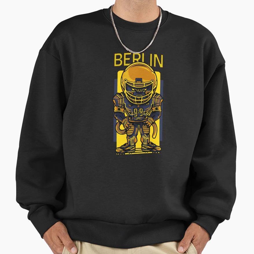 Aggressive Berlin Football Mascot Sweatshirt - Trendy Graphic for Adults - T-Shirt, Sweatshirt, Hoodie