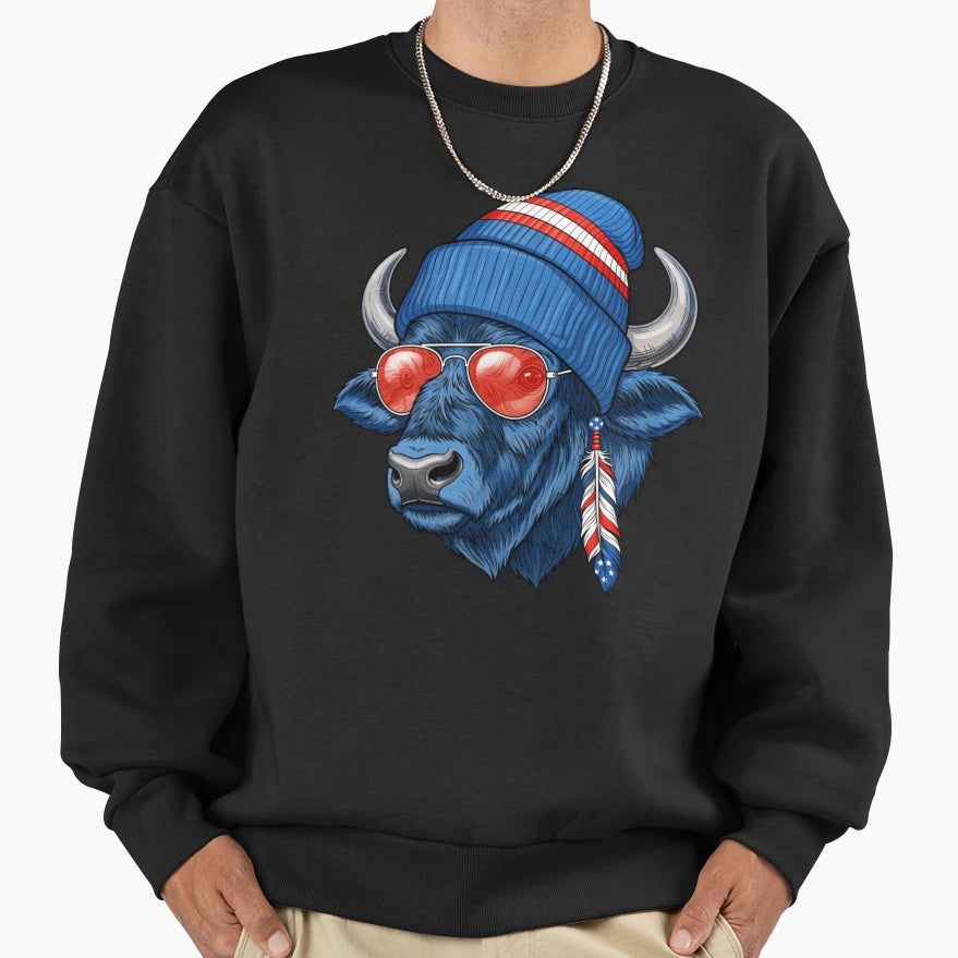 Patriotic American Buffalo Buffalo 4Th Sweatshirt - Novelty Apparel Unisex - T-Shirt, Sweatshirt, Hoodie