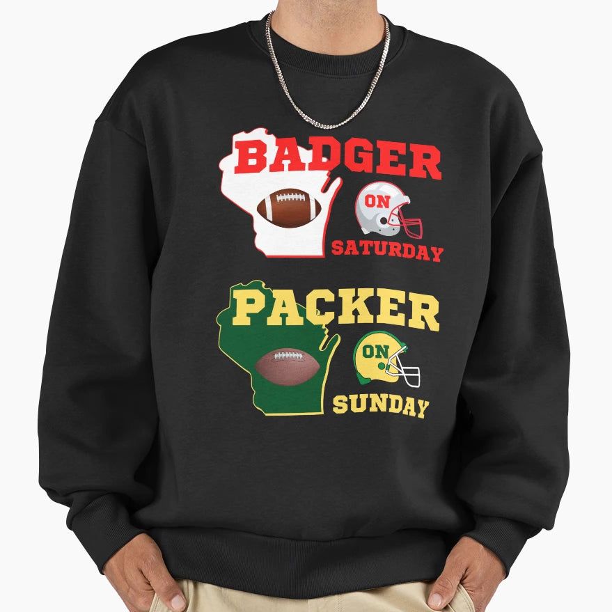 Badger Saturday Packer Sunday Sweatshirt - Aesthetic Graphic for Adults - T-Shirt, Sweatshirt, Hoodie