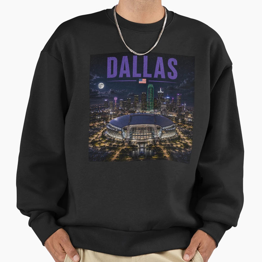 Dallas City Cinematic Stadium Sweatshirt - Novelty Apparel Unisex - T-Shirt, Sweatshirt, Hoodie