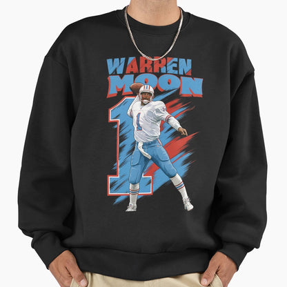 Warren Moon 1 Houston Football Sweatshirt - Minimalist Print for Adults - T-Shirt, Sweatshirt, Hoodie