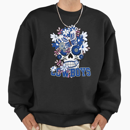Dallas Cowboys Scull Sweatshirt - Novelty Apparel for Adults - T-Shirt, Sweatshirt, Hoodie