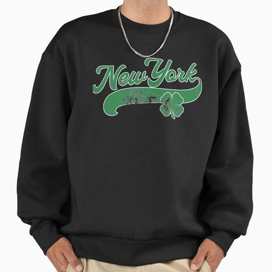New York Shamrock St Patricks Sweatshirt - Fun Novelty Design Men Women - T-Shirt, Sweatshirt, Hoodie