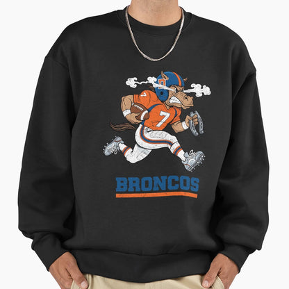 Denver Broncos Football Cartoon Sweatshirt - Minimalist Print for Adults - T-Shirt, Sweatshirt, Hoodie