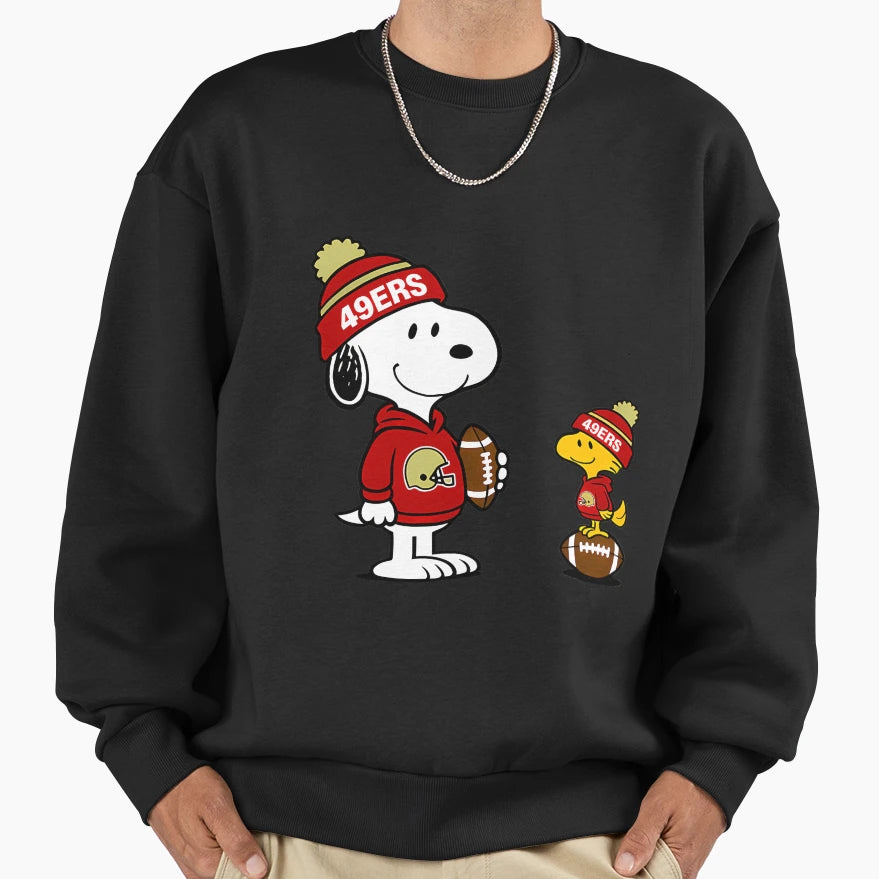 San Francisco 49Ers Snoopy And Sweatshirt - Aesthetic Graphic Unisex - T-Shirt, Sweatshirt, Hoodie