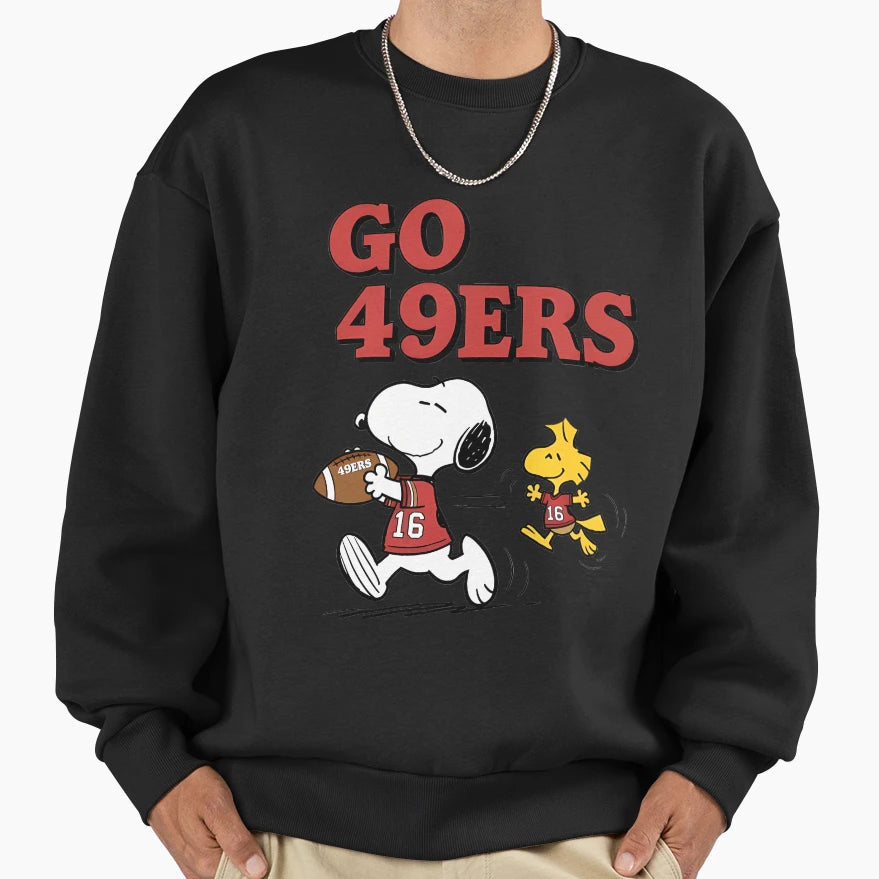 Go 49Ers Snoopy And Woodstock Sweatshirt - Streetwear Style for Adults - T-Shirt, Sweatshirt, Hoodie
