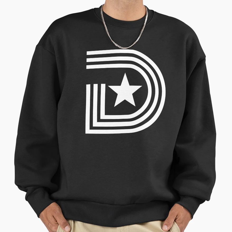 D Town White Star Sweatshirt - Trendy Graphic Men Women - T-Shirt, Sweatshirt, Hoodie