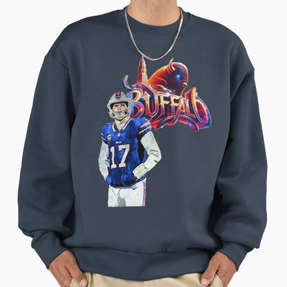 Buffalo Bills 17 City Skyline And Sweatshirt - Custom Art Print Men Women - T-Shirt, Sweatshirt, Hoodie