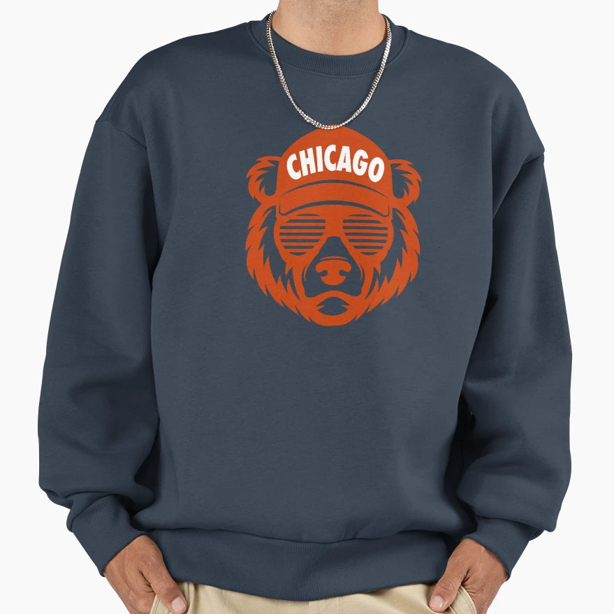 Chicago Bear Face Sweatshirt - Aesthetic Graphic for Adults - T-Shirt, Sweatshirt, Hoodie