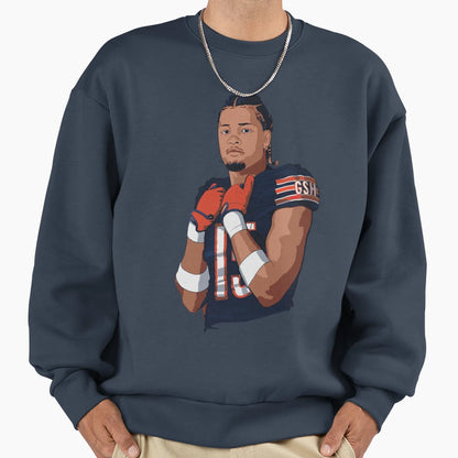 Rome Odunze 15 Wr Bears Sketch Sweatshirt - Fun Novelty Design for Adults - T-Shirt, Sweatshirt, Hoodie