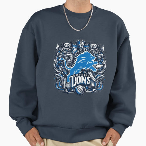 Lion Hearted Detroit Pride Sweatshirt - Casual Everyday Wear Unisex - T-Shirt, Sweatshirt, Hoodie