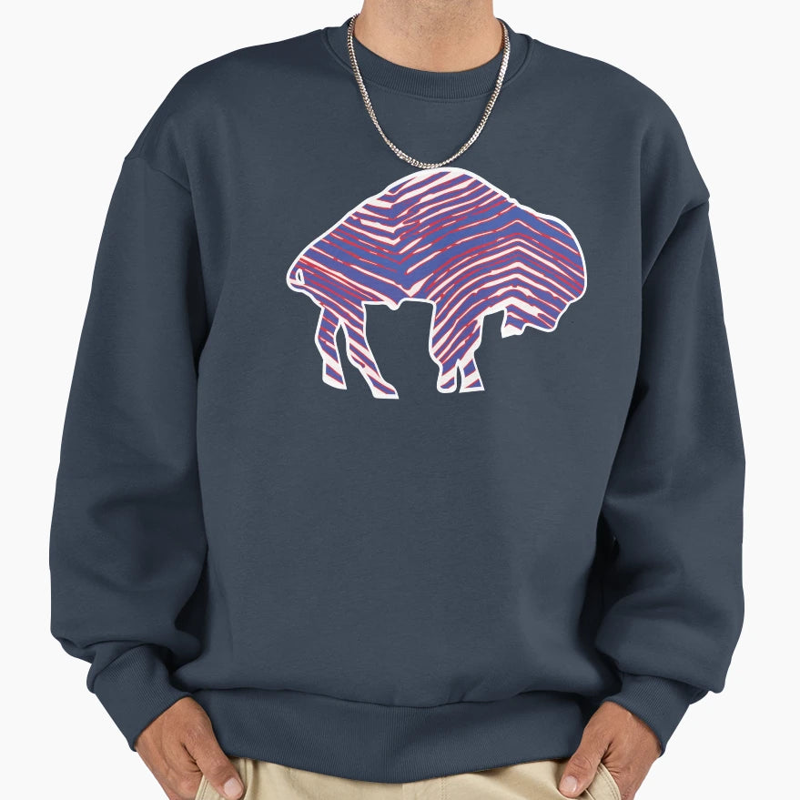 Zebra Stripe Buffalo Sweatshirt - Casual Everyday Wear Men Women - T-Shirt, Sweatshirt, Hoodie