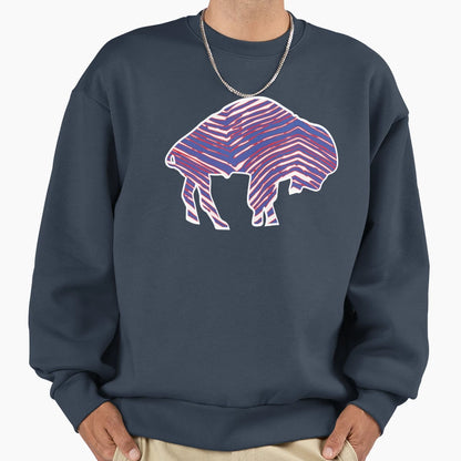 Zebra Stripe Buffalo Sweatshirt - Casual Everyday Wear Men Women - T-Shirt, Sweatshirt, Hoodie