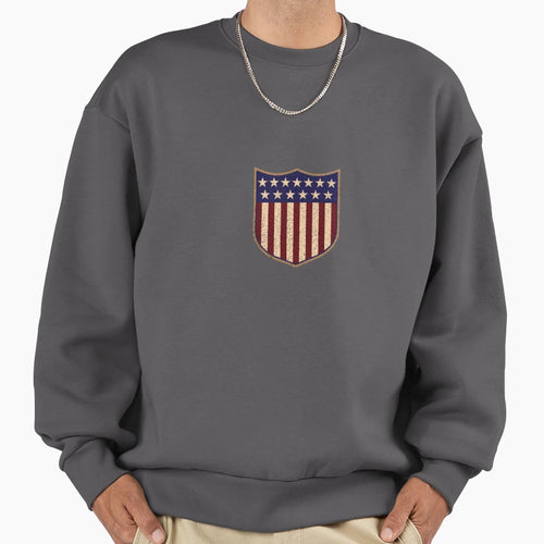 Us Shield Textured Sweatshirt - Graphic Print Unisex - T-Shirt, Sweatshirt, Hoodie
