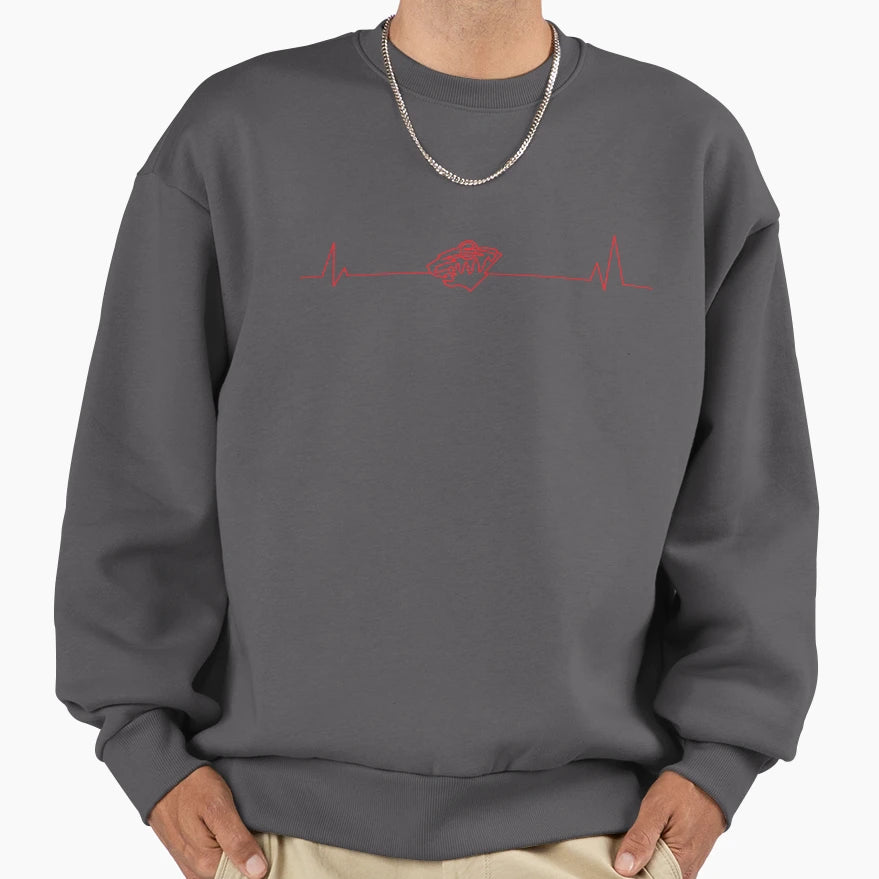 Minnesota Hockey Heartbeat Pulse Sweatshirt - Streetwear Style for Adults - T-Shirt, Sweatshirt, Hoodie